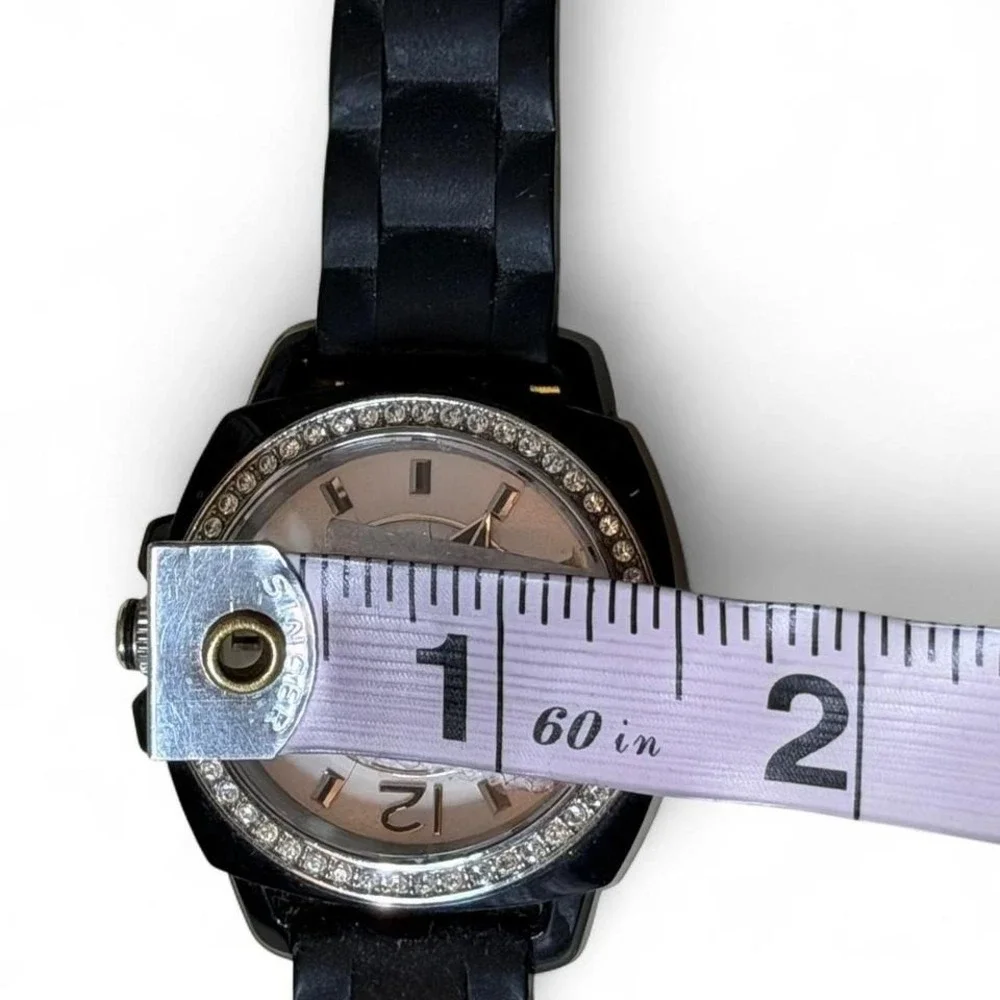 Coach Black Band Watch. Rhinestones around the face‎